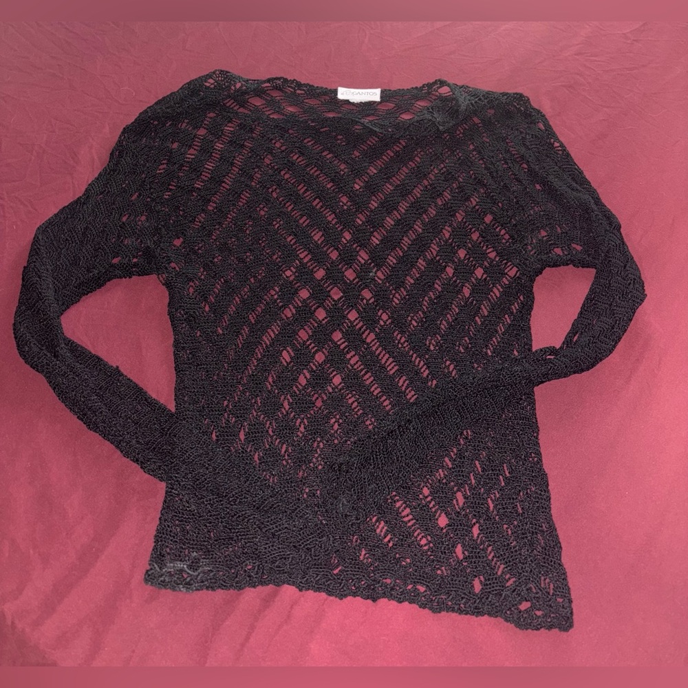 Black Crochet Sweater Top